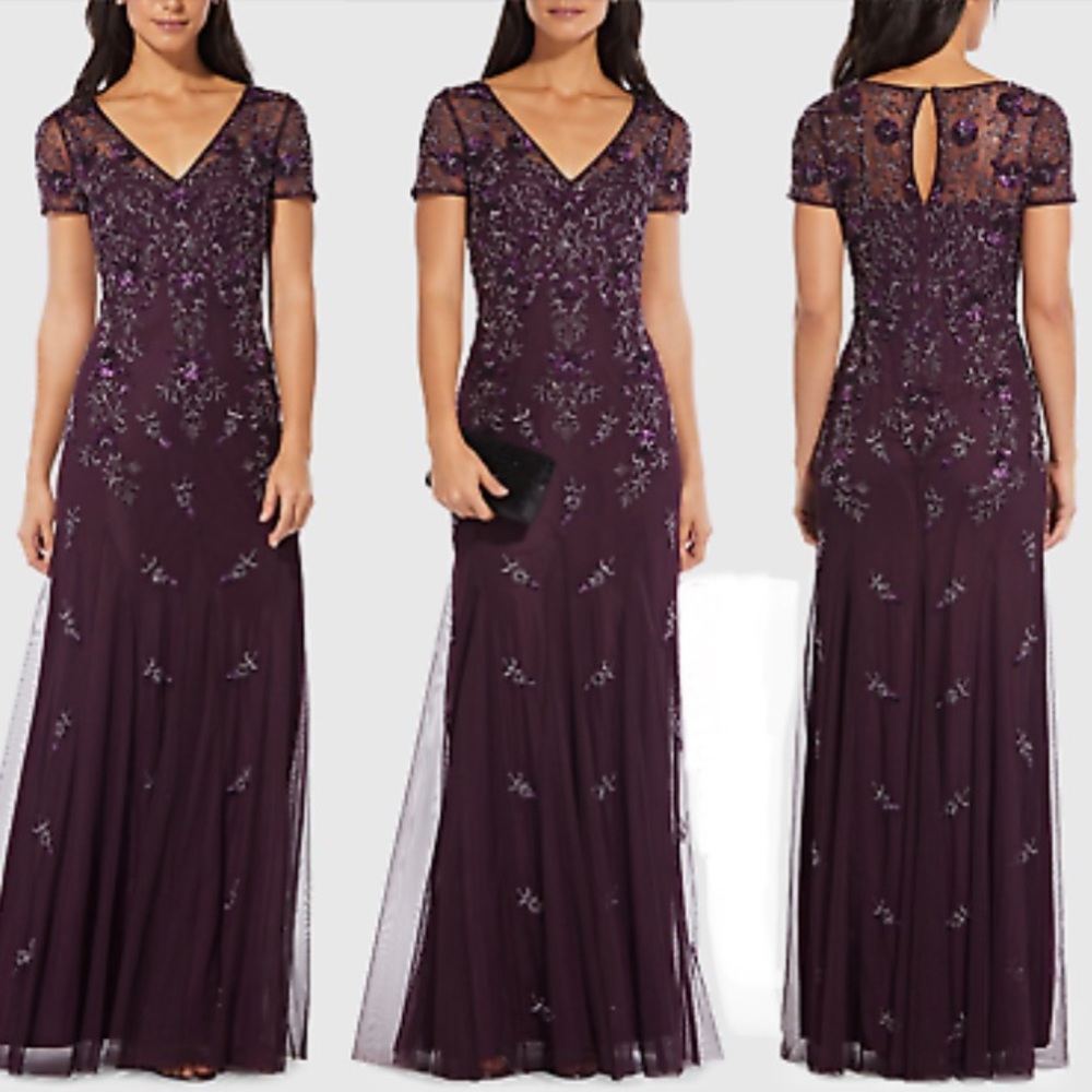Beautiful plum beaded Adrianna Papell dress